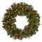 National Tree Company Pre-Lit Artificial Christmas Wreath, Green, Crestwood® Spruce , Clear Lights, Decorated with Pine Cones, Berry Clusters, 24 Inches